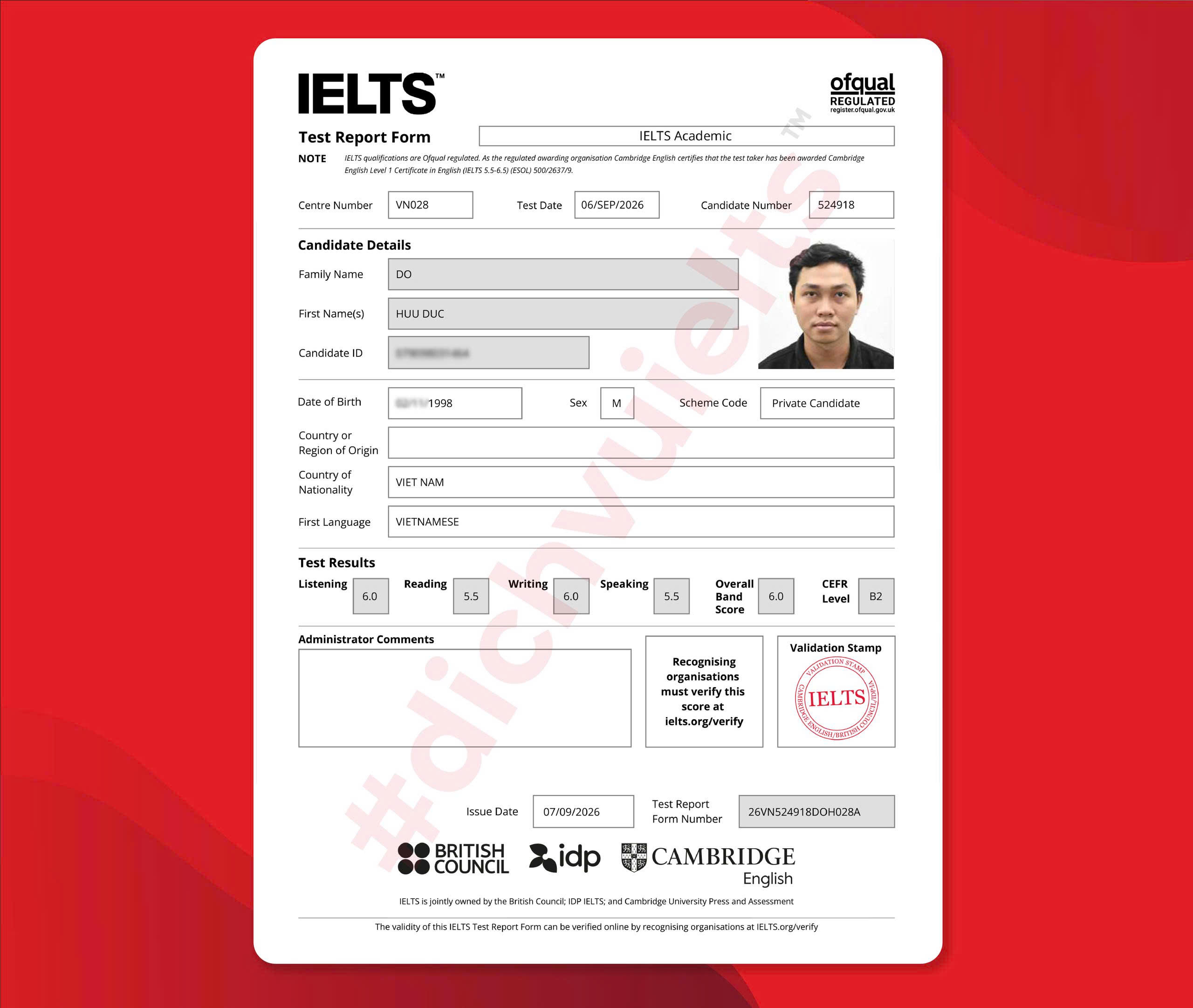 ĐỖ HỮU ĐỨC ĐẠT IELTS 6.0 OVERALL VỚI DỊCH VỤ IELTS